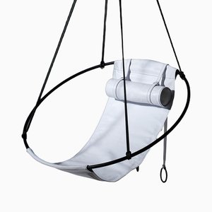 Chaise Swing Suspendue en Cuir Véritable Blanc par Studio Stirling