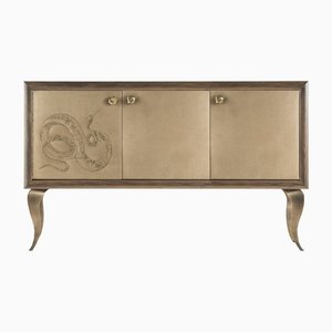 Eden Three Doors Credenza with Two Leather Doors & Embroidery by Giorgio Guys for VGnewtrend