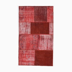 Roter Vintage Patchwork Teppich