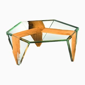 Italian Glass and Wood Tavolino Venice Ruche Coffee Table from VGnewtrend