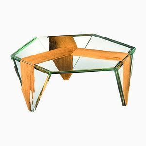 Italienischer Tavolino Venice Ruche Couchtisch aus Glas & Holz von VGnewtrend