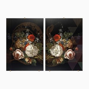 Italienische Dekorative Tafel mit Blumenstrauß von VGnewtrend, 2er Set