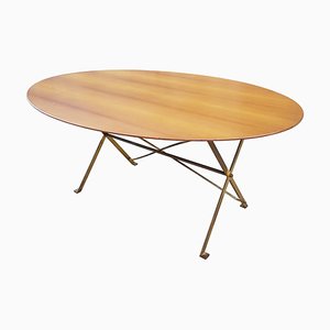 Vintage T3 Tisch aus Holz & Messing von Caccia Domination für Azucena, 1950er