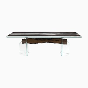 Tempered Glass Specchio & Oak Nero Venezia Dining Table from VGnewtrend