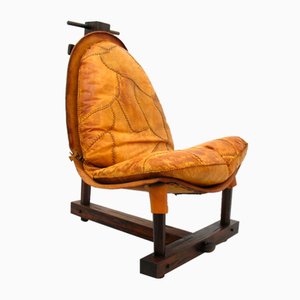 Chaise Brutaliste en Cuir, Brésil, 1960s