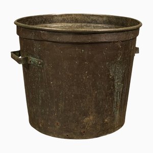 Large Antique Victorian English Copper Planter or Fireside Log Bucket, 1850s