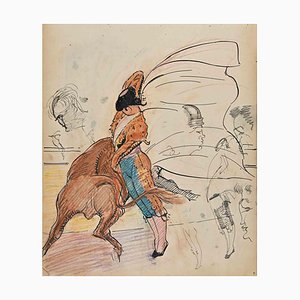 Norbert Meyre, The Bullfighter, Original Drawing, Mid-20th-Century