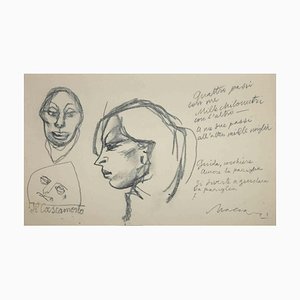 Mino Maccari, The Profile, Original Drawing, Mid -20th-Century