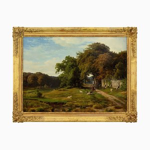 Axel Schovelin, Summer’s Day in Zealand, 1853, Oil on Canvas, Framed