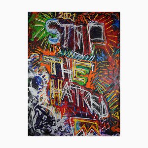 Sax Berlin, Stop the Hatred, Neo Expressionist Oil Painting, 2021