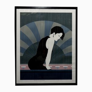 Art Deco Style Print of a Woman, 1980s, Framed