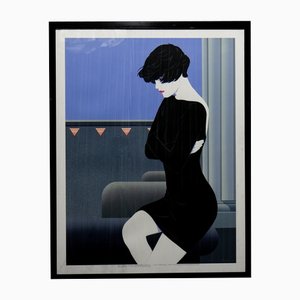 Art Deco Style Print of a Woman, 1980s, Framed