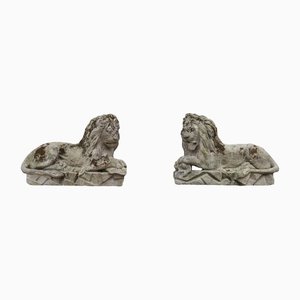 18th Century Bath Stone Lions, Set of 2