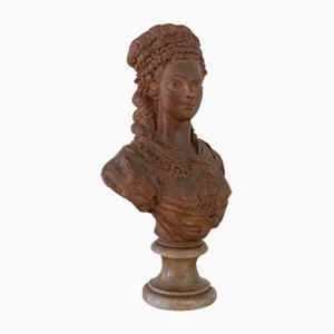 French Bust of a Young Woman, 1789, Terracotta