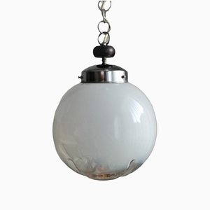 Lámpara colgante Mid-Century moderna grande con esfera de cristal de Murano, años 60