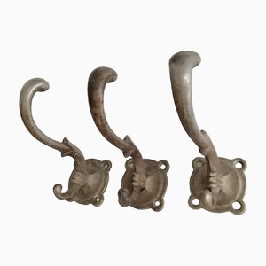 Antique Wall Hooks in Metal, Set of 3