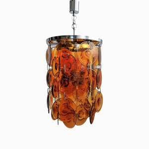 Amber Murano Glass Chandelier with 48 Discs