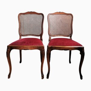 Französische Rattan Esszimmerstühle im Provinzial Stil, 2er Set