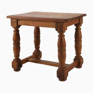 Mesa auxiliar antigua de madera de roble, década de 1850