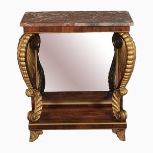 Regency Console Table in Rosewood and Gilt with Marble Top