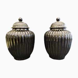 Vintage Monochrome Vases, Set of 2