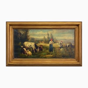 Emilio Pergola, Countryside Scene, 1990s, Oil on Canvas, Framed