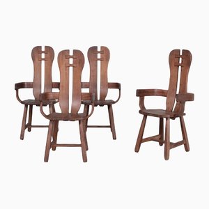 Oak Mid-Century Dining Chairs, Set of 4