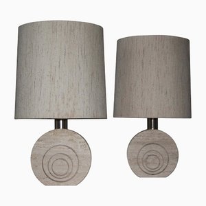 Table Lamps in Travertine and Brass by Fratelli Manelli for Fratelli Mannelli, Set of 2