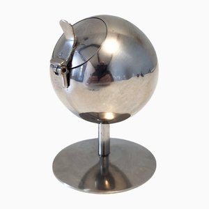 Postmodern Spherical Steel Ashtray with Flip-Top Lid, Italy