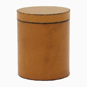 Cylindrical Leather Box with Lid by Renato Bassoli, 1960s / 70s