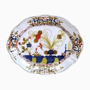 Bandeja italiana de cerámica pintada a mano con decoración Garofano, Faenza