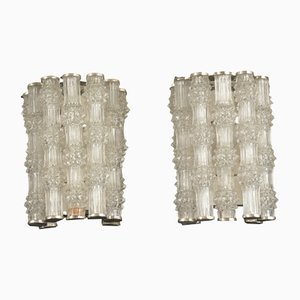 German Wall Lamps in Pressed Glass from Kaiser & Co., 1960, Set of 2