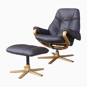 Set of Swedish Lounge Chair with Ottoman from Göte Möbler, 1960s