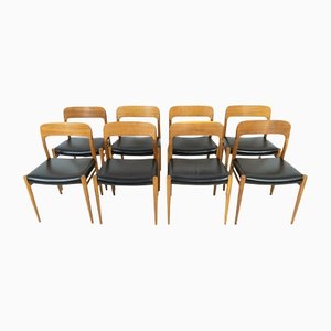 Danish Oak No.75 Dining Chairs by Niels Otto Møller, Set of 8
