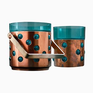 Glasses & Ice Bucket in Copper by Nanny Stil for Raak, 1960s, Set of 7