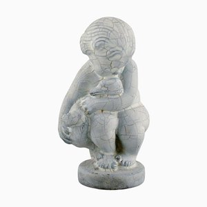 Dänische Figur aus glasiertem Steingut, Leda und der Schwan von Kähler