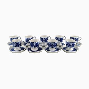 Tazas de café de porcelana con platillos de Raija Uosikkinen para Arabia. Juego de 18