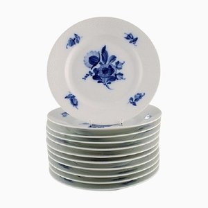 Mid-20th Century Copenhagen Blue Flower Braided Plates, Set of 11