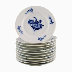 Antique Copenhagen Blue Flower Braided Cake Plates, Set of 11