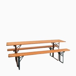 German Beer Hall Table and Benches Vintage Patio B, Set of 3