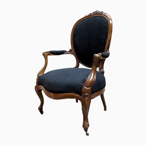 French Armchair with Black Upholstery, 1880s