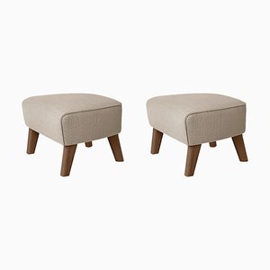 Beige and Smoked Oak Sahco Zero Footstool from by Lassen, Set of 2