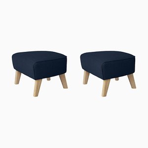 Blue and Natural Oak Sahco Zero Footstool from By Lassen, Set of 2