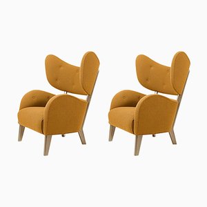 Orange Raf Simons Vidar 3 Natural Oak My Own Lounge Chair from By Lassen, Set of 2