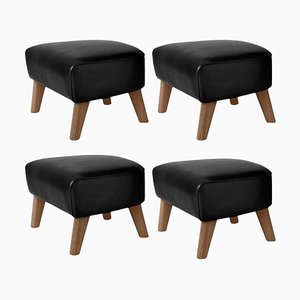 Black Leather and Smoked Oak My Own Chair Footstools from By Lassen, Set of 4