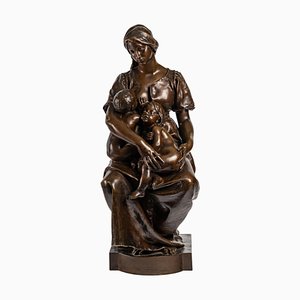 Sculpture The Mother en Bronze Patiné Marron par Paul Dubois