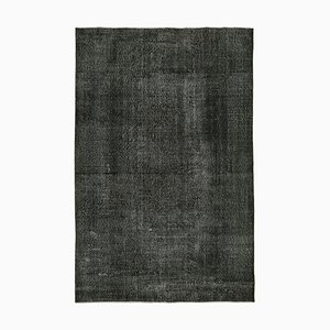 Schwarz Eingefärbter Vintage Vintage Teppich