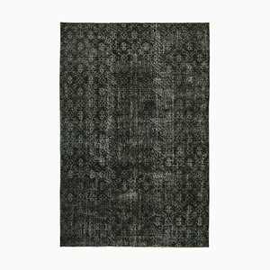 Schwarz Eingefärbter Vintage Vintage Teppich