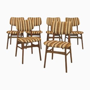 Mid-Century Teak Veneer Dining Room Chairs, Set of 6