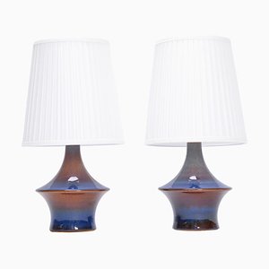 Mid-Century Modern Danish Model 1044 Table Lamps in Blue from Soholm, Set of 2